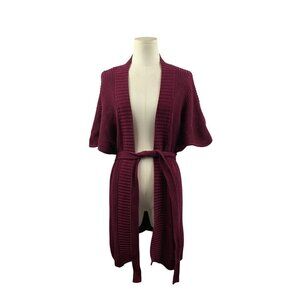 Evie Burgundy Open Front Cardigan With Belt XS